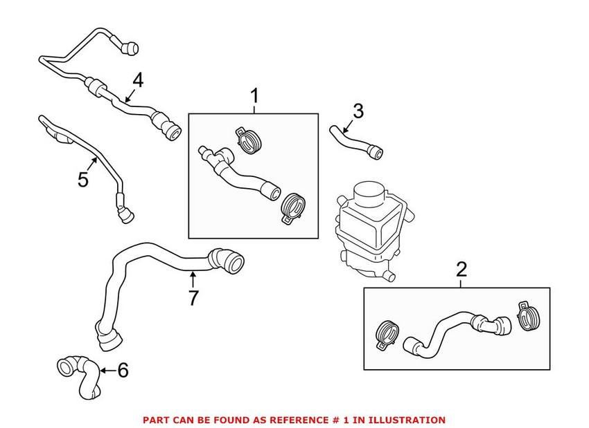 BMW Turbocharger Coolant Expansion Tank Hose 17127575432